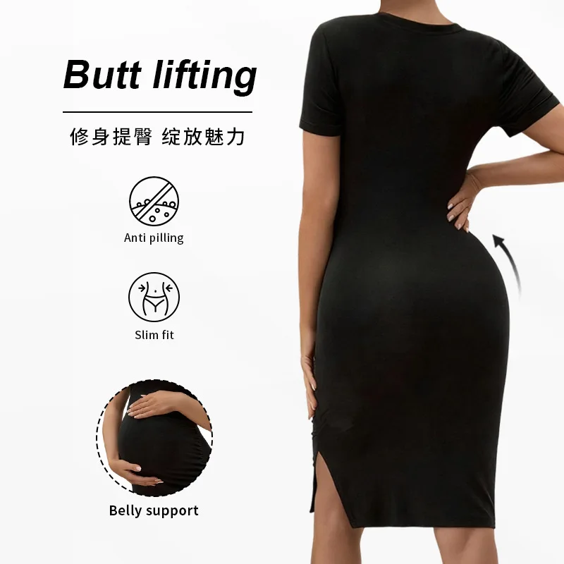 Camiseta premamá de manga corta elástica cómoda informal - imagen 4