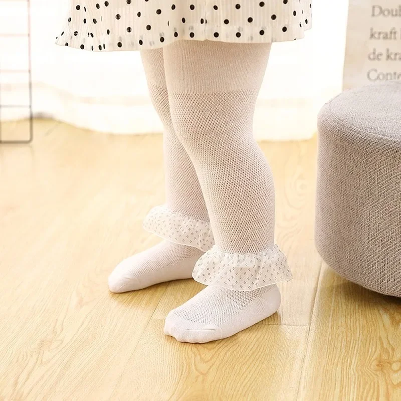 Medias de algodón con lazo – Encaje suave para niña - imagen 5