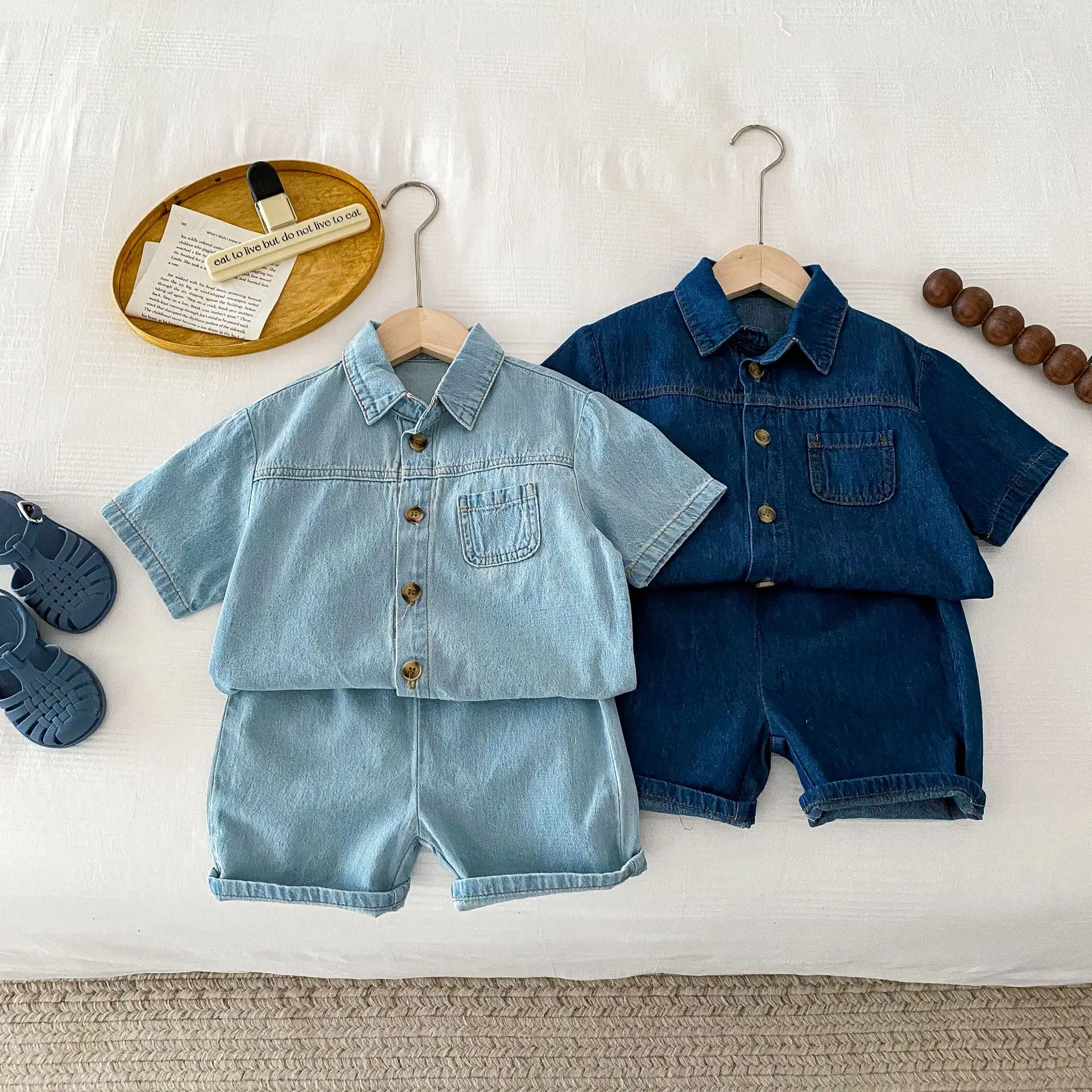 Milangel Conjunto Vaquero Infantil Camisa y Pantalones Cortos - imagen 2