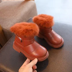 Botas de nieve antideslizantes de piel sintética impermeable infantil