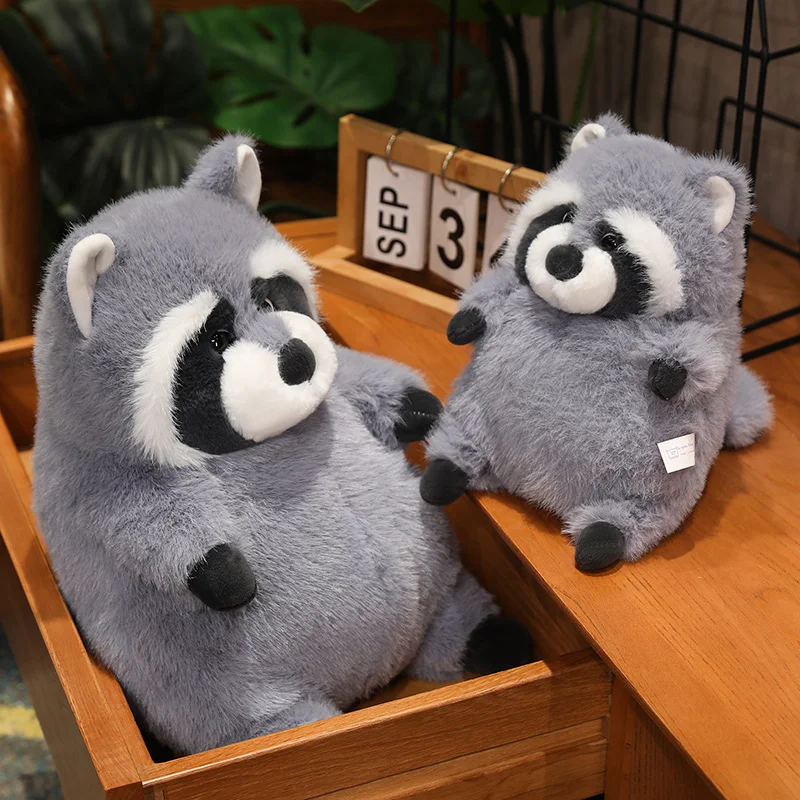 Peluche de mapache gordito gris, súper suave, regalo Navidad - imagen 5