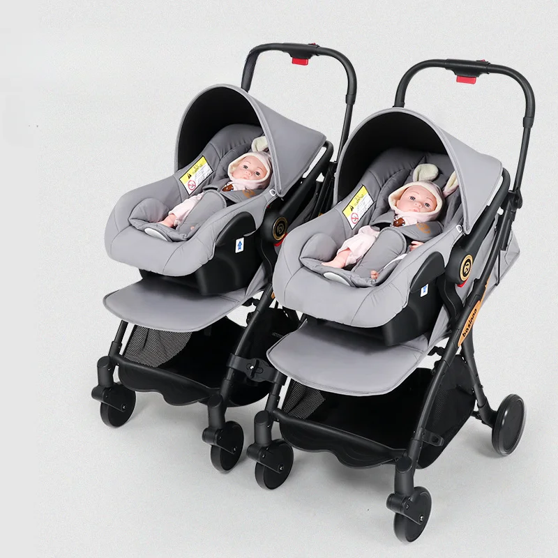 Cochecito gemelar ligero con absorción de impacto – Plegable 0-3 años - imagen 5