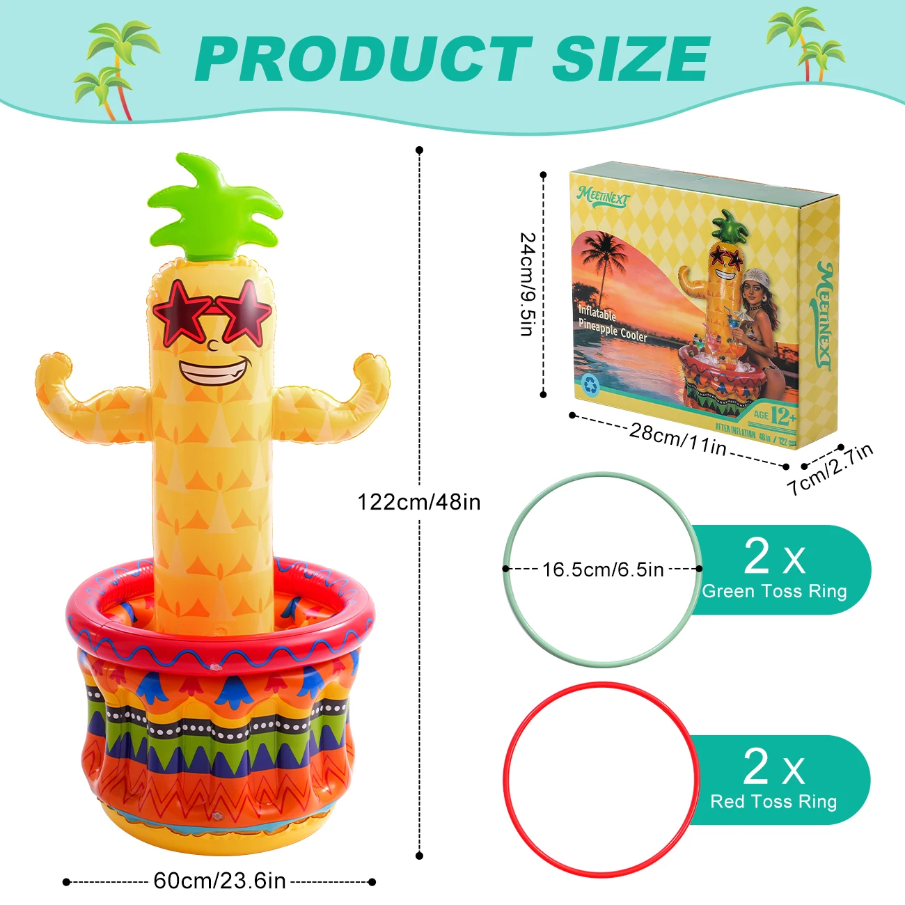 Enfriador inflable en forma de piña para piscina temática hawaiana - imagen 3