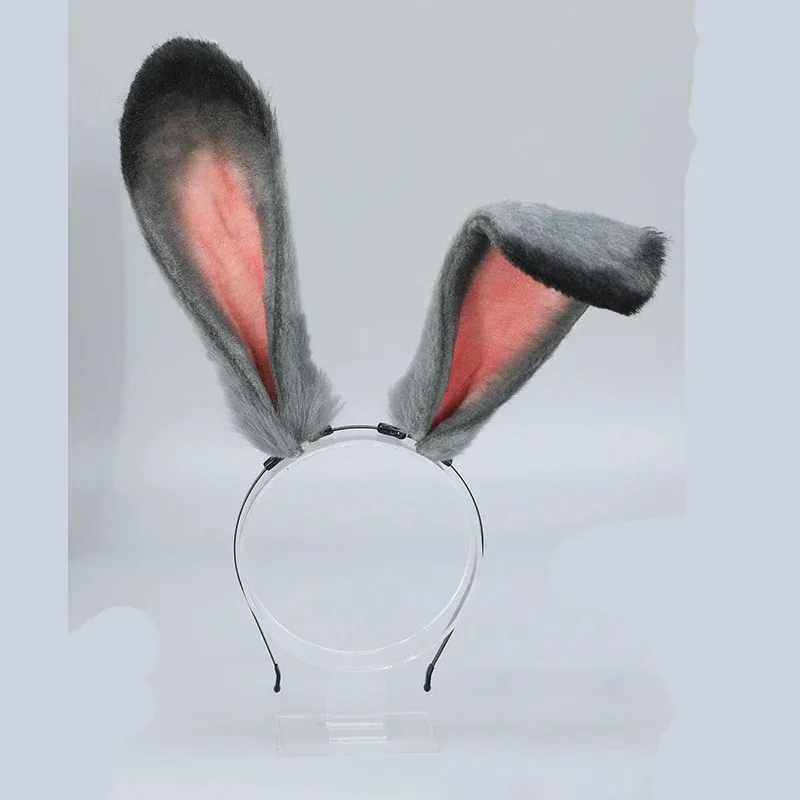 Diadema orejas de conejo gris en felpa para disfraces Lolita - imagen 5