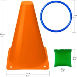 Set de juego 3 en 1 de conos suaves para lanzar anillos