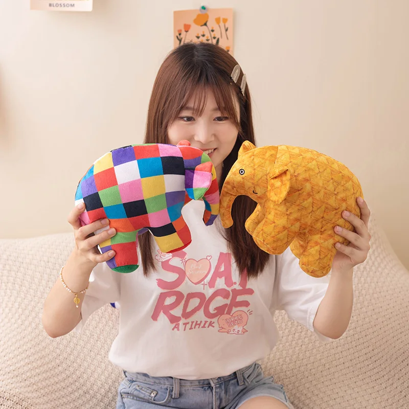 Peluche elefante Elmer suave de animales, almohada para niños tiernos - imagen 2