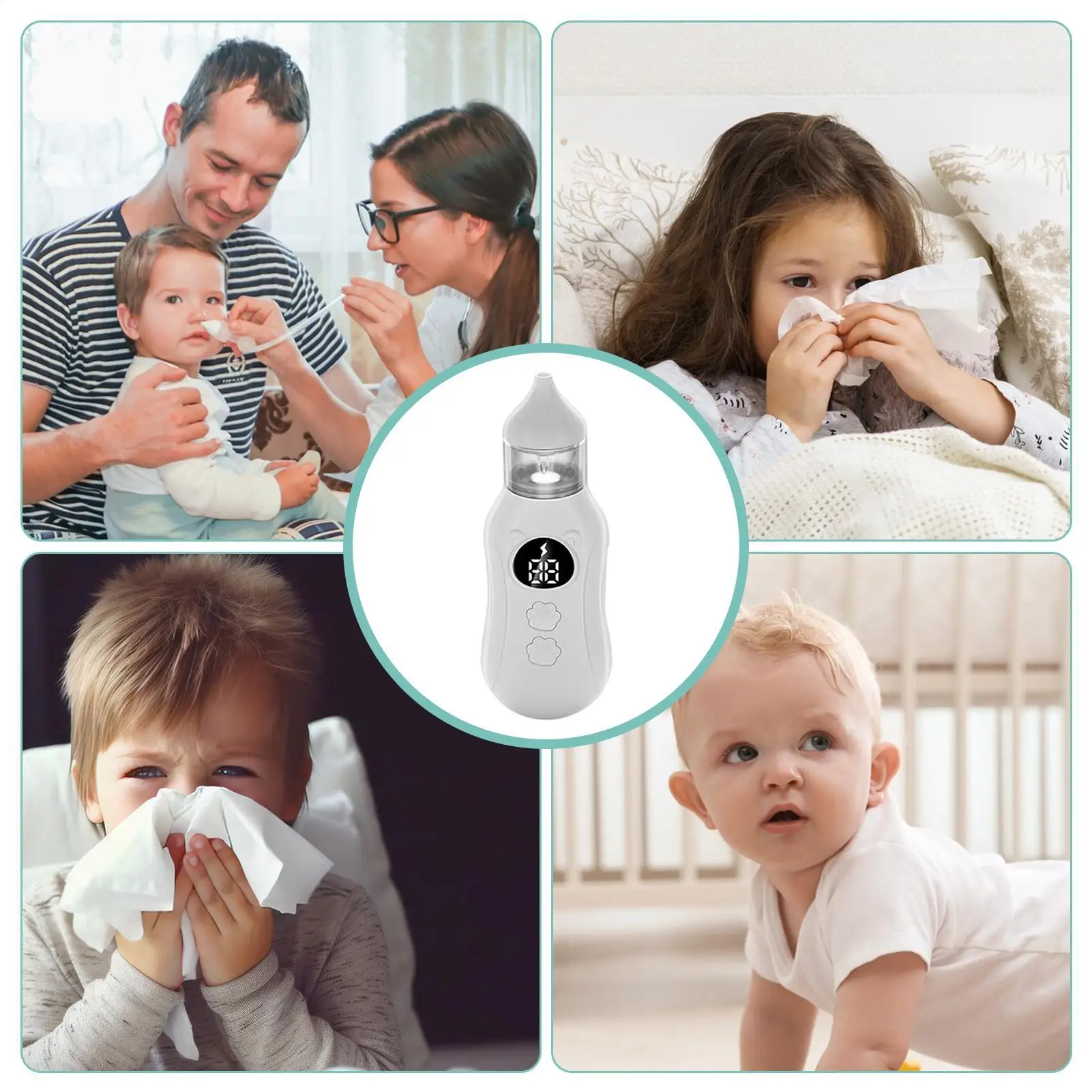 Aspirador nasal eléctrico recargable succión ajustable para bebé - imagen 3