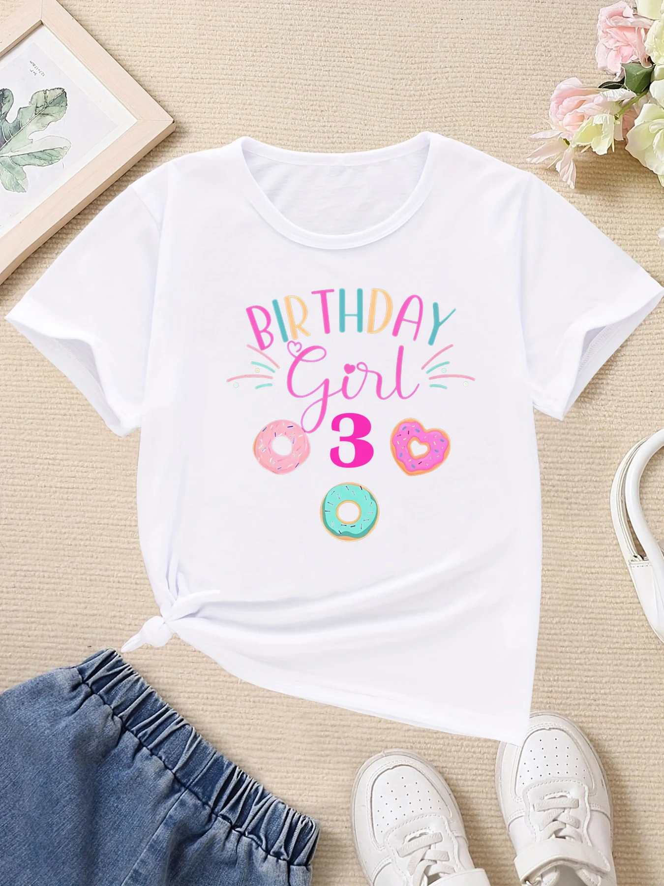 Camiseta de verano para niña con estampado de donuts manga corta - imagen 3