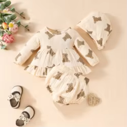 Conjunto manga larga para bebé niña – Body con gorro MILANCEL3