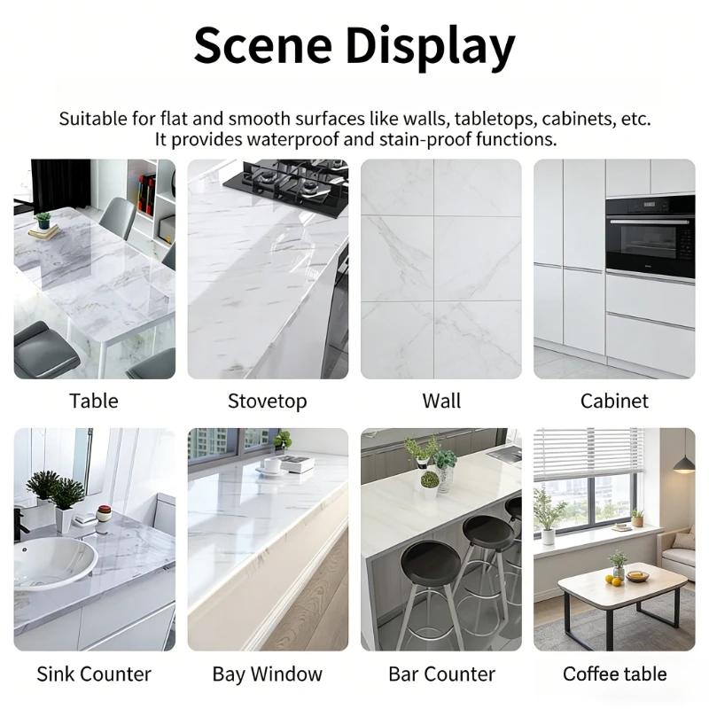 Papel de contacto efecto mármol autoadhesivo impermeable para cocina - imagen 3