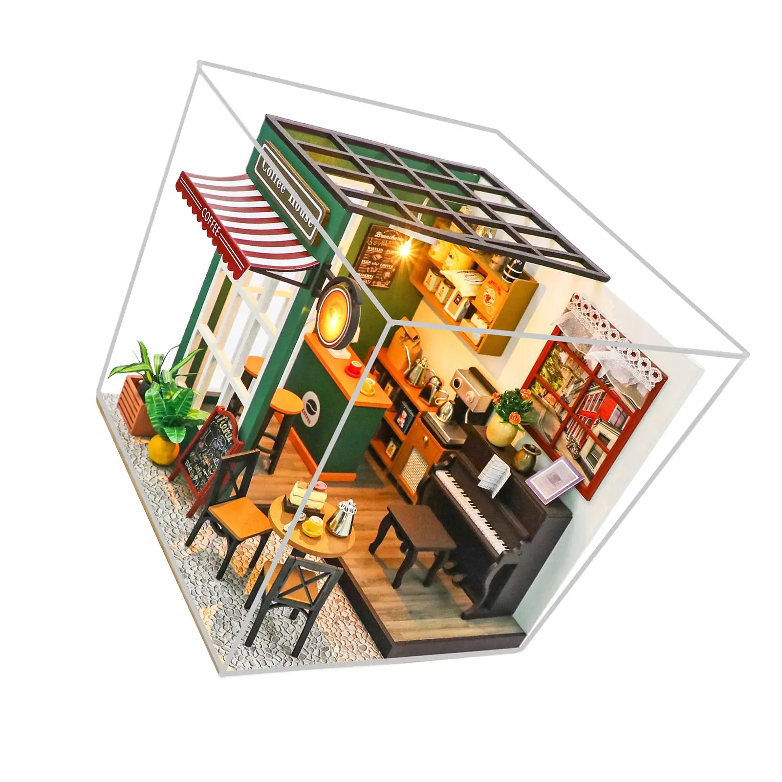 Casita de muñecas hecha a mano con muebles y cubierta antipolvo - imagen 3