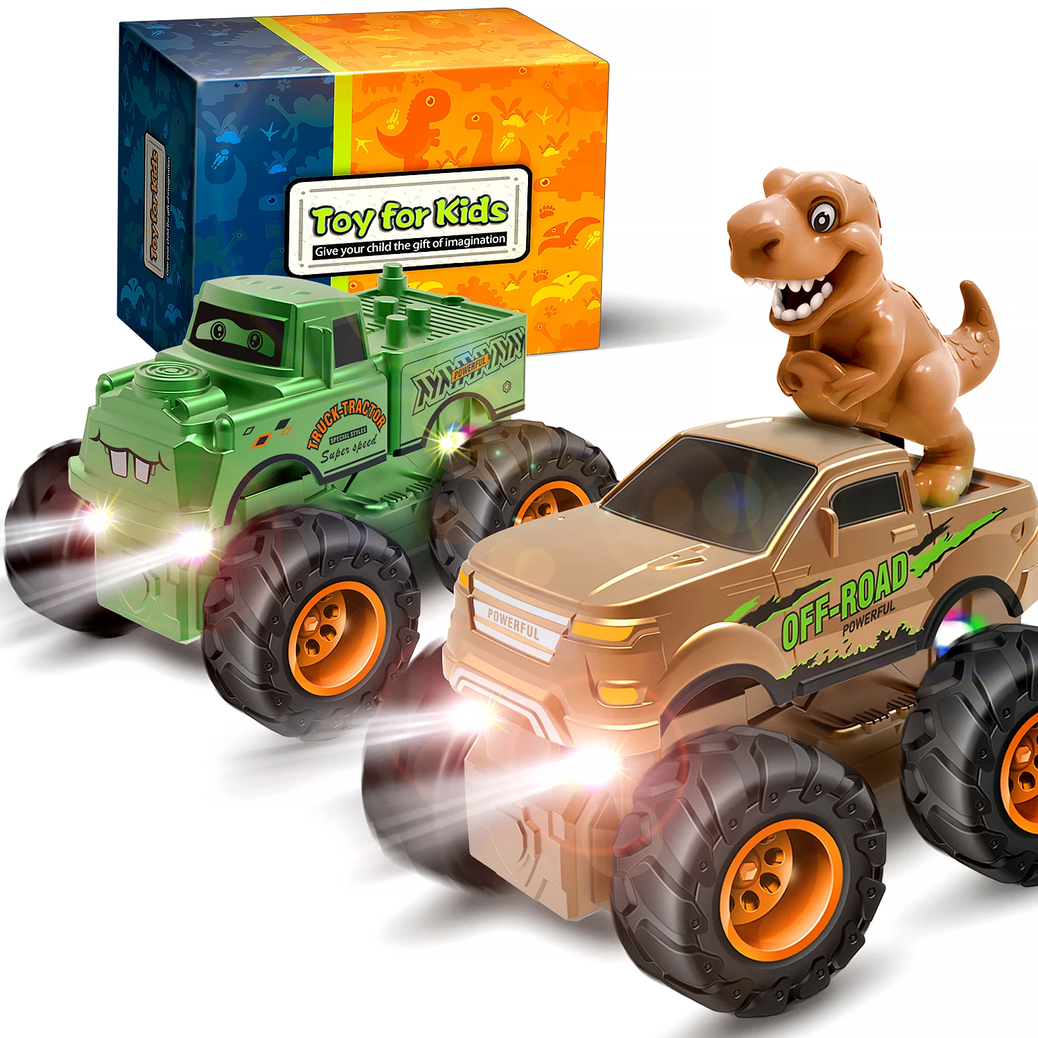 Camionetas monstruo de juguete con ruedas LED y luces - imagen 2