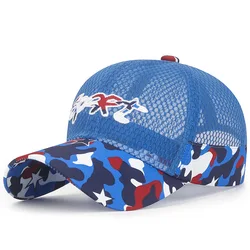 Gorra de béisbol transpirable de camuflaje para niños, verano