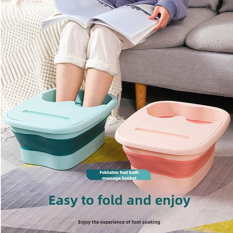 Bañera de pies plegable con tapa para masaje y remojo Spa