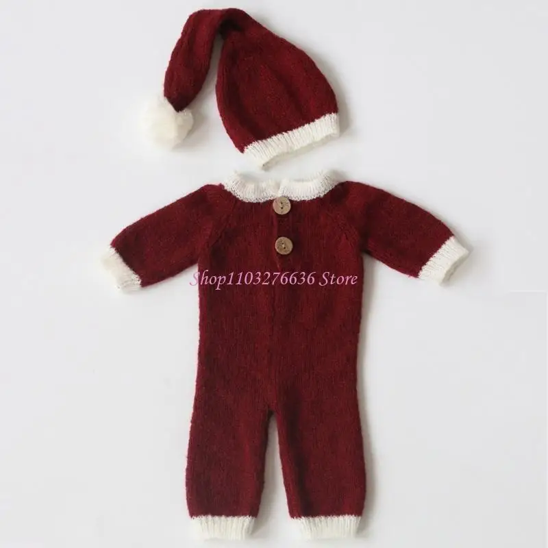 R6FD Set fotográfico navideño para recién nacidos con sombrero - imagen 4