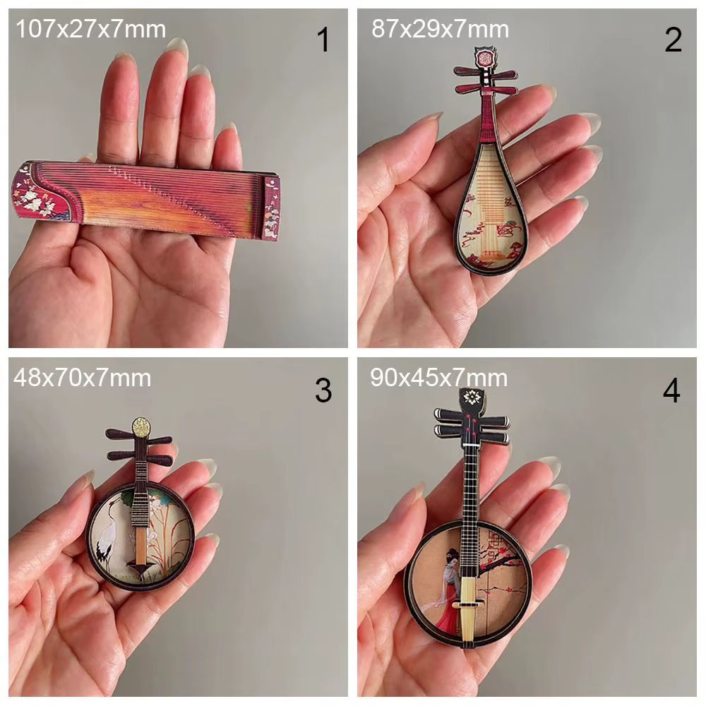 Instrumentos musicales de madera para casa de muñecas con diseño clásico chino