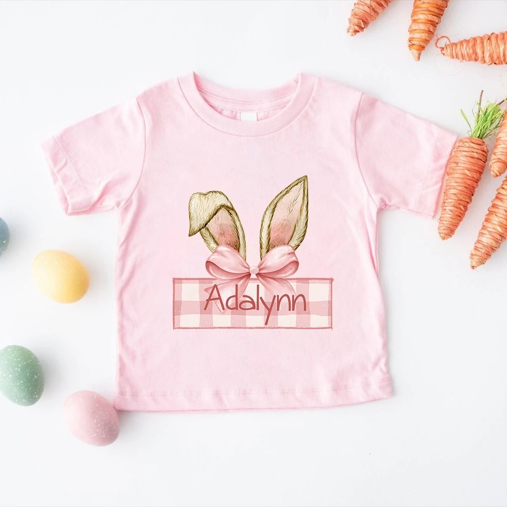 Camiseta personalizada con nombre: conejo de Pascua infantil - imagen 2