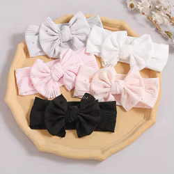 Diadema turbante suave para bebé – Encaje con lazo para niña