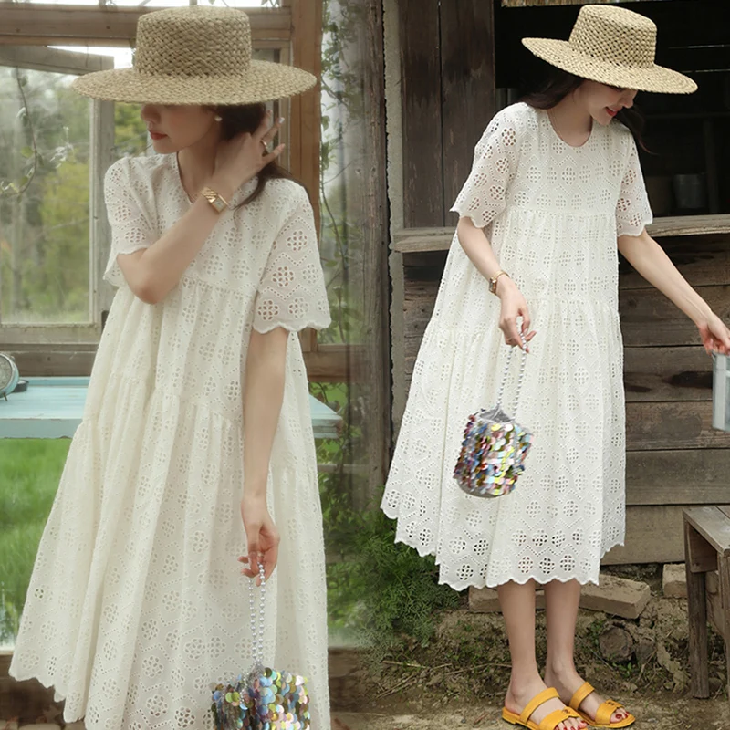 Zwangere Vrouw vestido de encaje verano manga corta - imagen 5