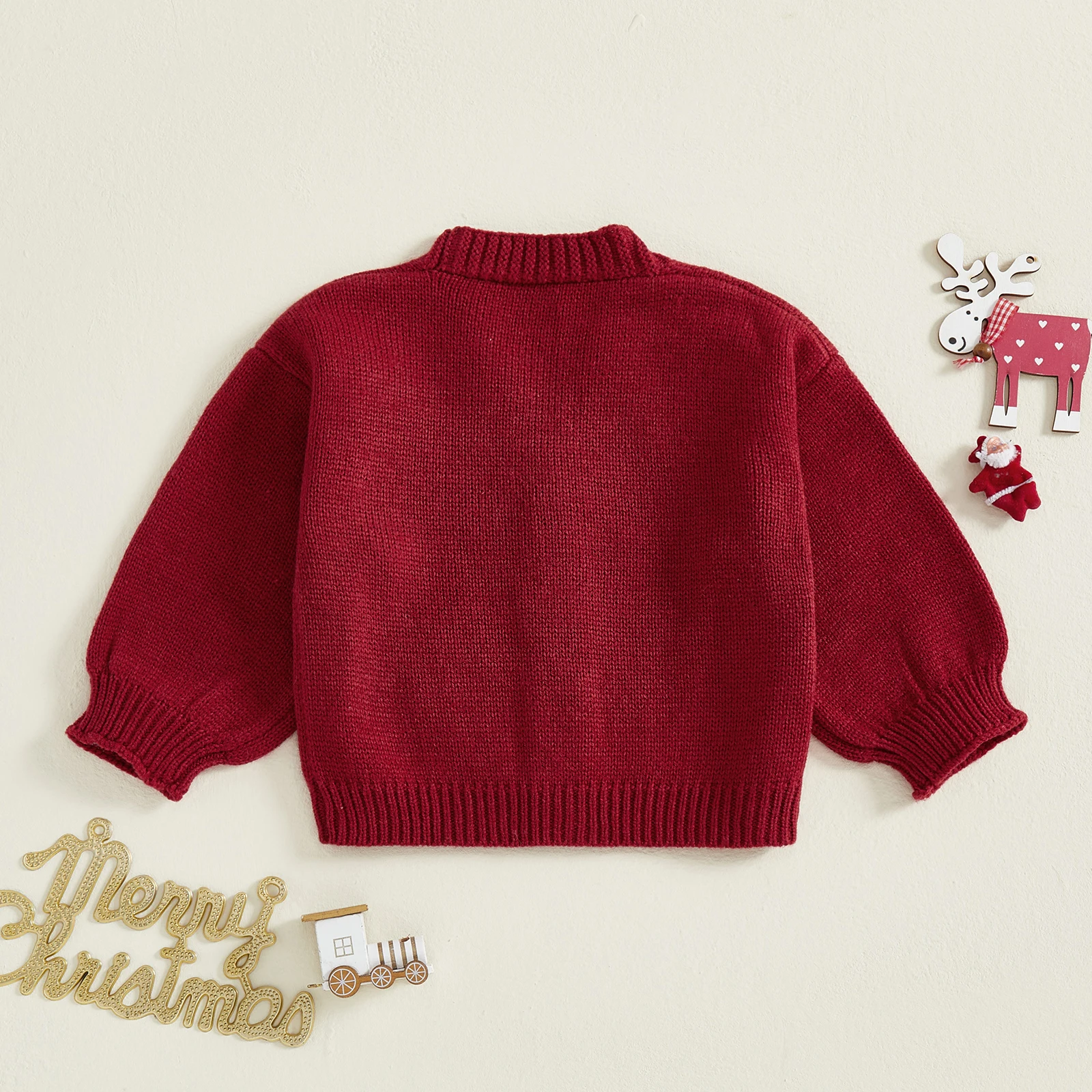 Cárdigan de Navidad para niña – Papá Noel con botones - imagen 2