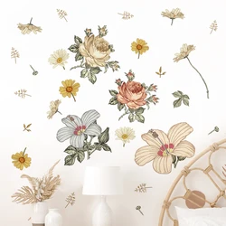 Pegatinas de pared vintage flores bohemias para dormitorio infantil