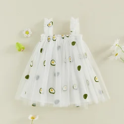 Vestido de malla con corte A sin mangas bordado floral de verano