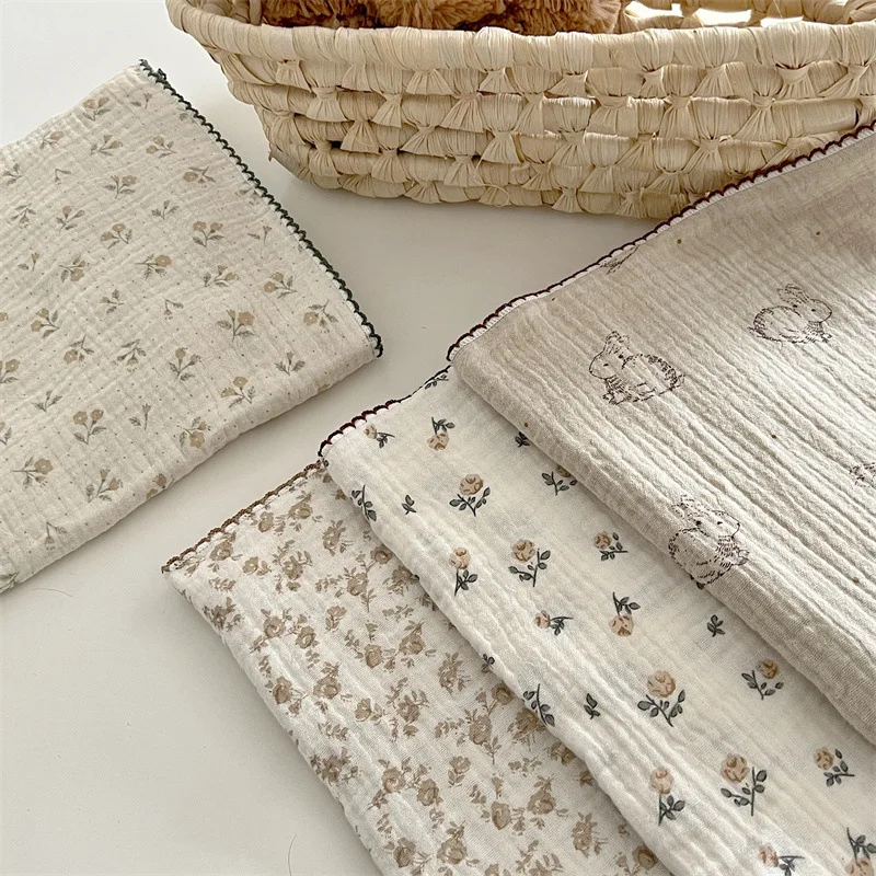 Manta de verano para bebé de muselina con estampado floral de conejitos - imagen 4