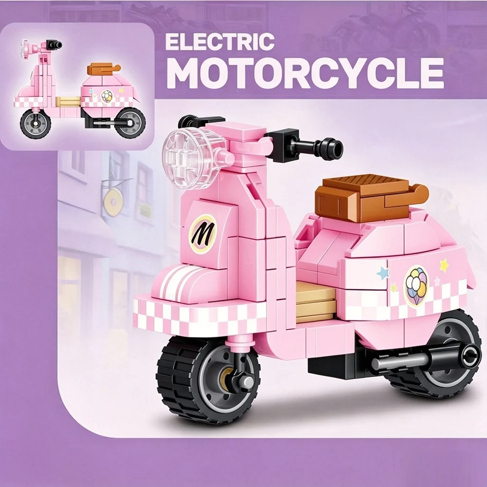 Stad moto de juguete con bloques de construcción arquitectónicos - imagen 4