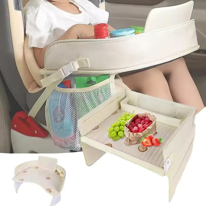 Bandeja de asiento para coche infantil con mesa plegable y soporte - imagen 2