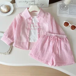 Conjunto verano niño tops manga larga chaleco y pantalón corto