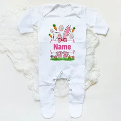 Mono bebé Pascua personalizado con nombre manga larga