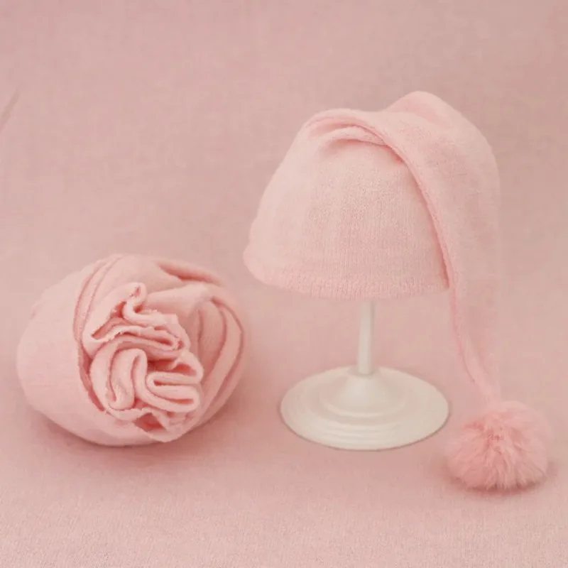 Gorro para bebé recién nacido con borla de piel en fotos - imagen 3