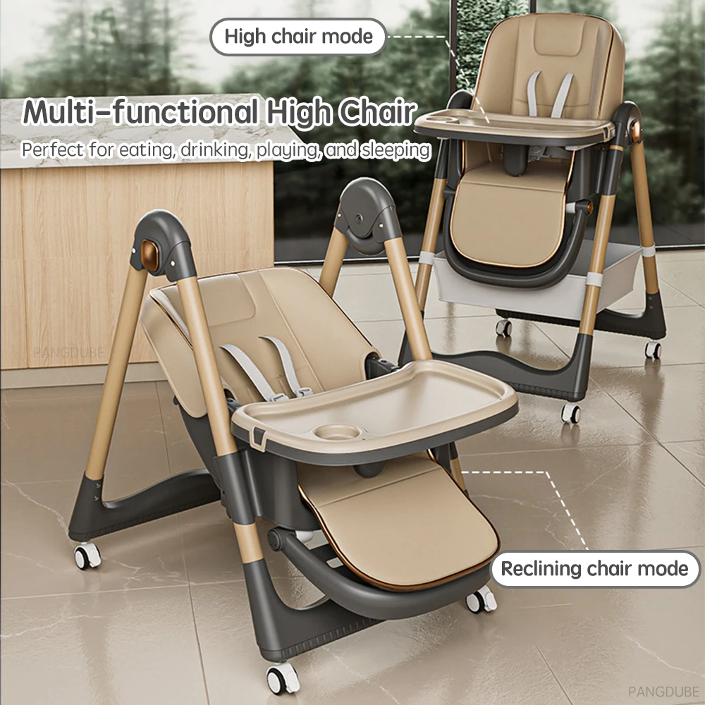 PANGDUBE Trona bebé ajustable reclinable bandeja plegable - imagen 4