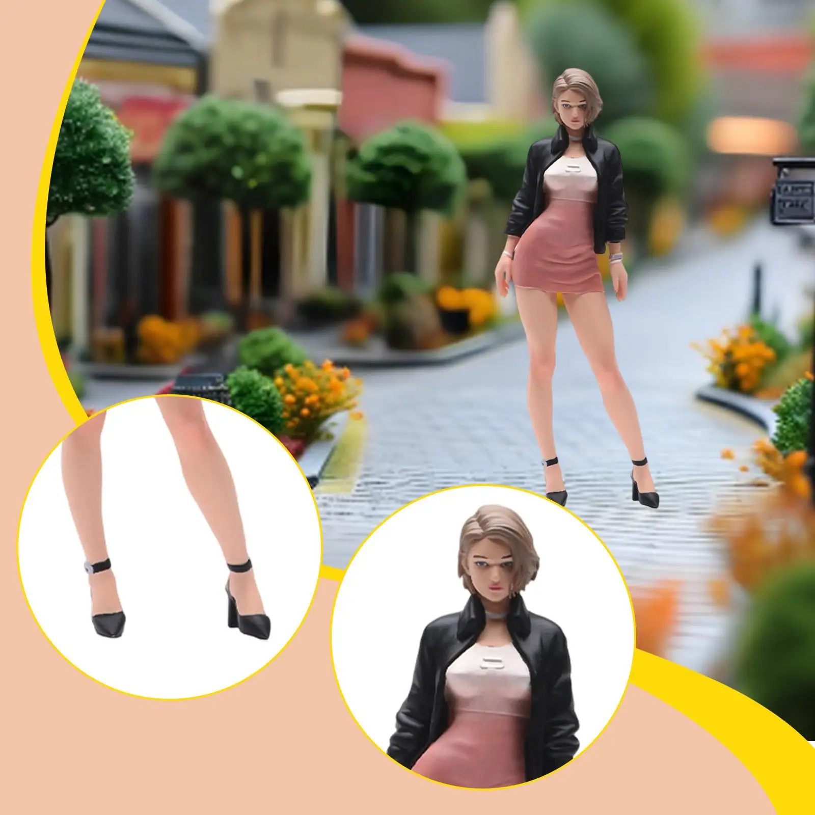 Figura miniatura de chica para diorama y casa de muñecas