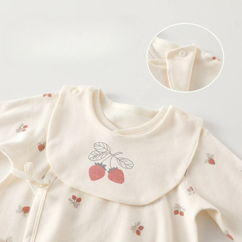 Pelele de algodón estampado para recién nacido con babero incluido - imagen 4