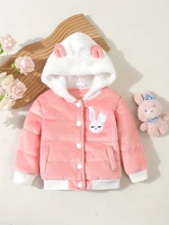 Chaqueta acolchada de algodón con bordado conejo para niña invierno