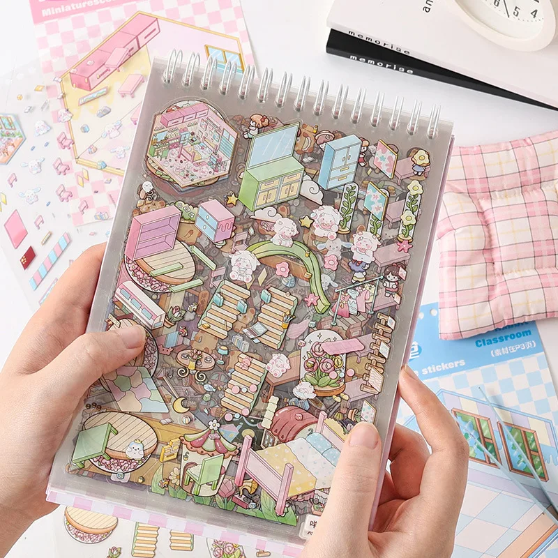 Libro de pegatinas 3D para niños escena de dibujos Ren - imagen 3