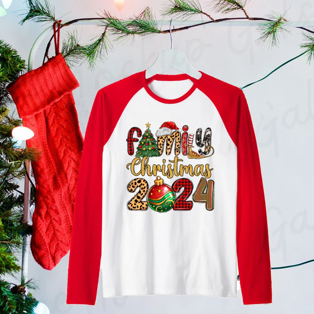 Camisas raglán Manga Larga Navidad Familia – Conjunto padre, madre e hijo - imagen 3