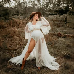 Vestido de maternidad en tul bohemio para fotos de embarazo