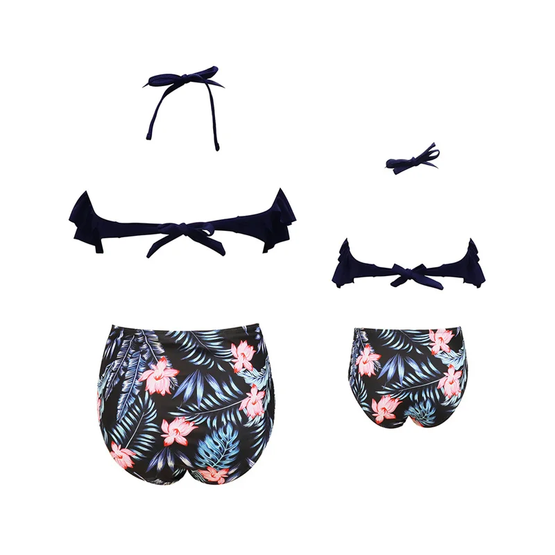 Traje de baño niña con volantes estampado, dos piezas verano a juego