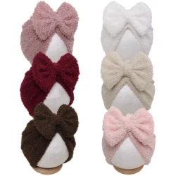 Gorro bebé con lazo de peluche cálido y transpirable