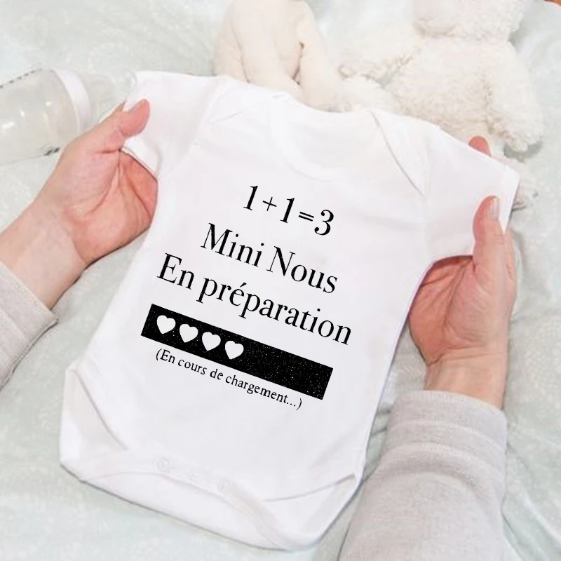 Mini Mameluco bebé manga corta estampado anuncio embarazo - imagen 4