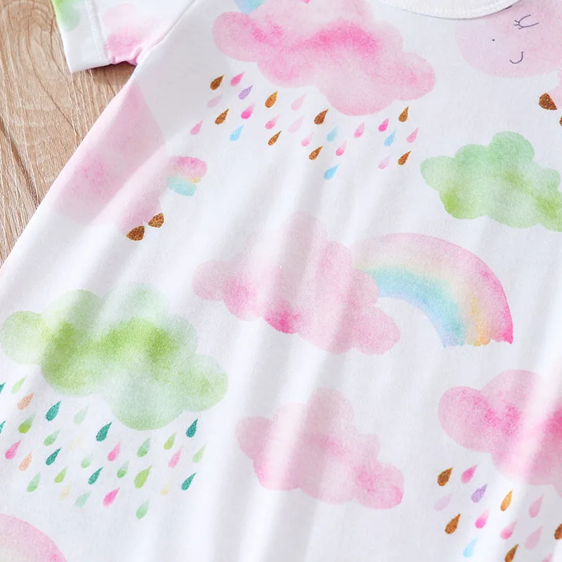 Pelele recién nacido con estampado de nubes y manga corta verano - imagen 3