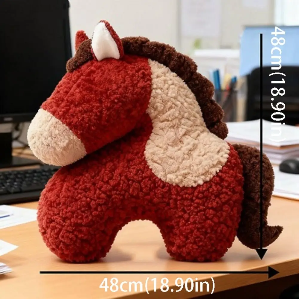 Almohada de peluche con forma de pony roja