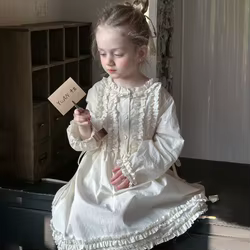 MILANCEL Vestido de manga larga para primavera - Princesa con volantes