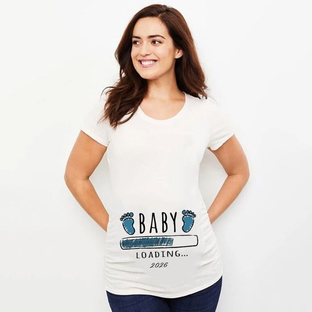 Camiseta premamá de verano con dibujo de bebé en carga - imagen 4