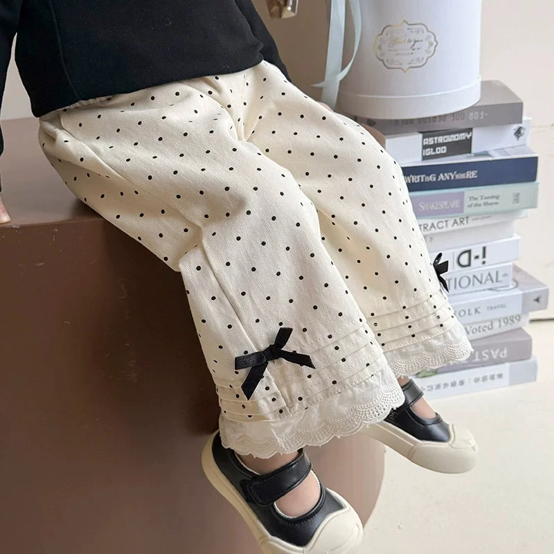 Pantalón de lunares con lazo para niños y niñas – recto casual - imagen 4