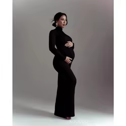 Vestido de maternidad largo para sesión fotográfica – ajuste suave