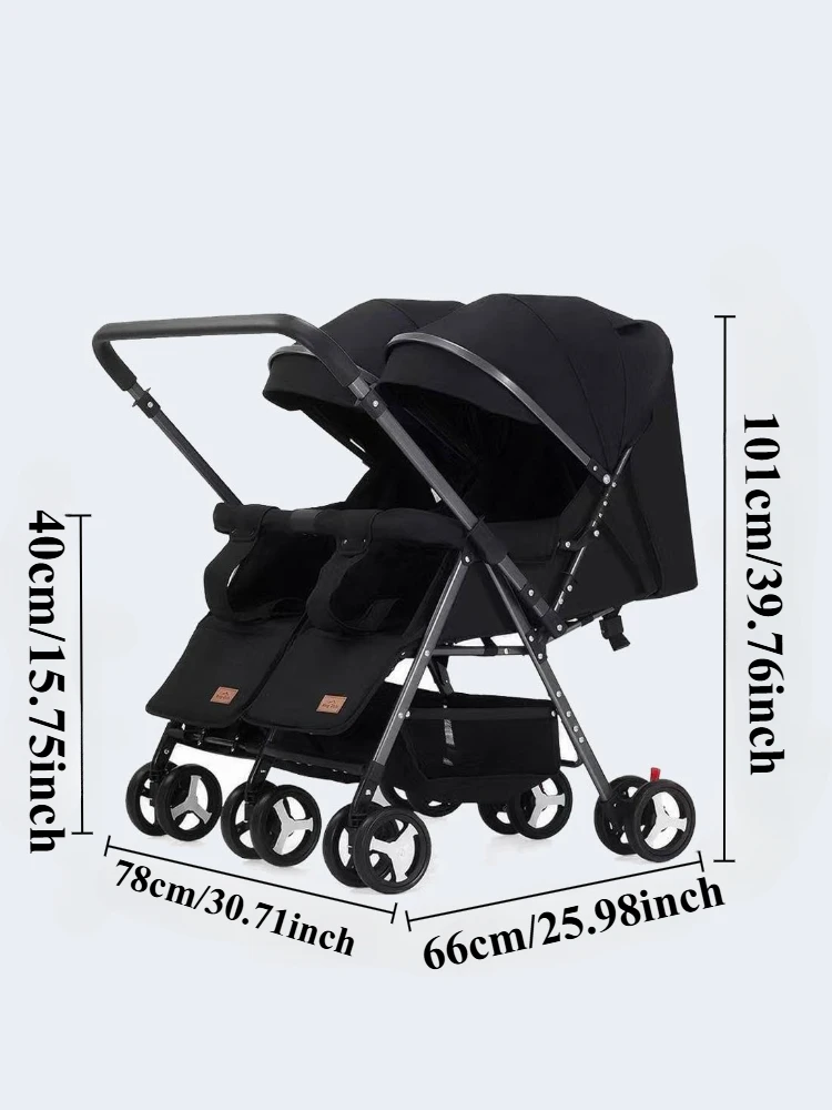 Cochecito doble para gemelos ligero y plegable con dosel reclinable - imagen 3