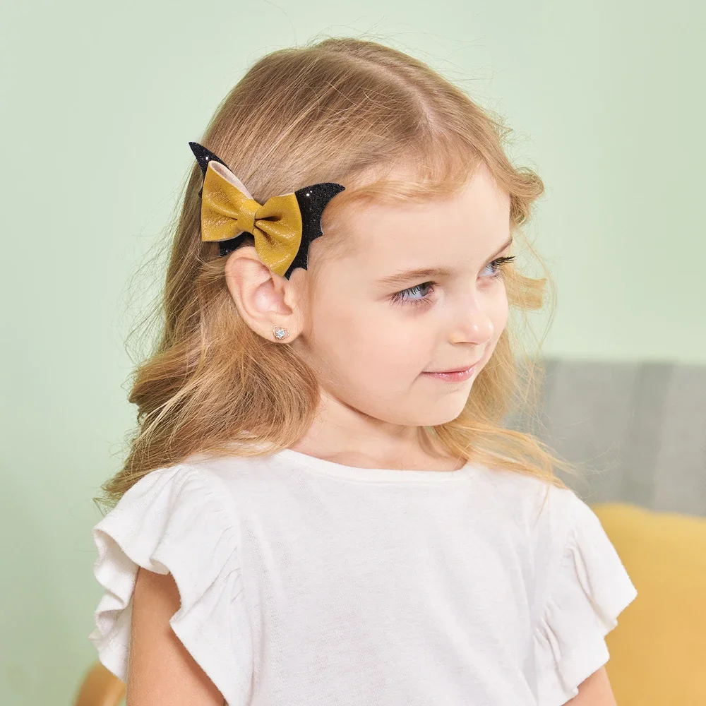Clips de pelo Halloween con lazo murciélago para niña - imagen 2
